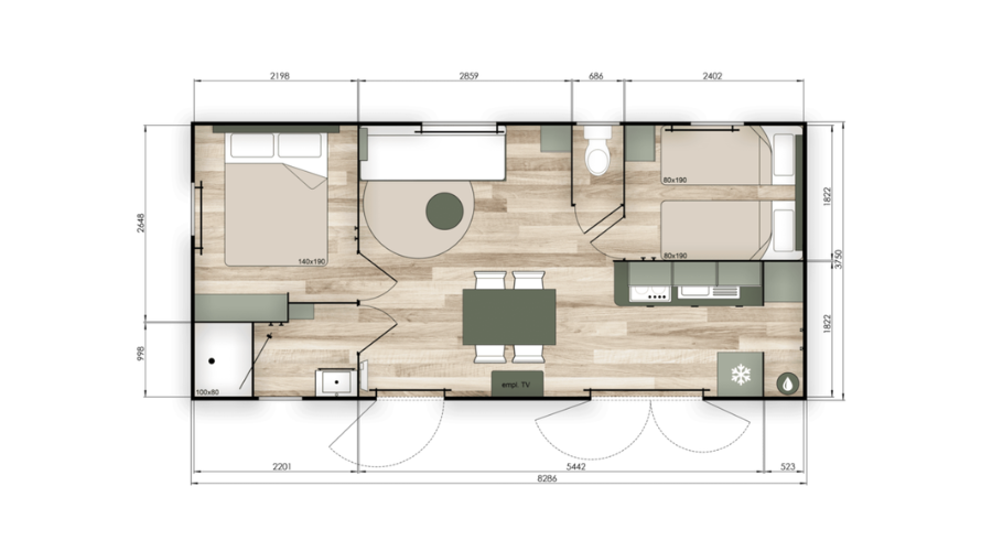 Achat de mobil-home en Baie de Somme – Vente de mobil-home en Baie de Somme – SAMSON LOISIRS, Mobil-home TRIGANO Nest 33.2 -1 (5)